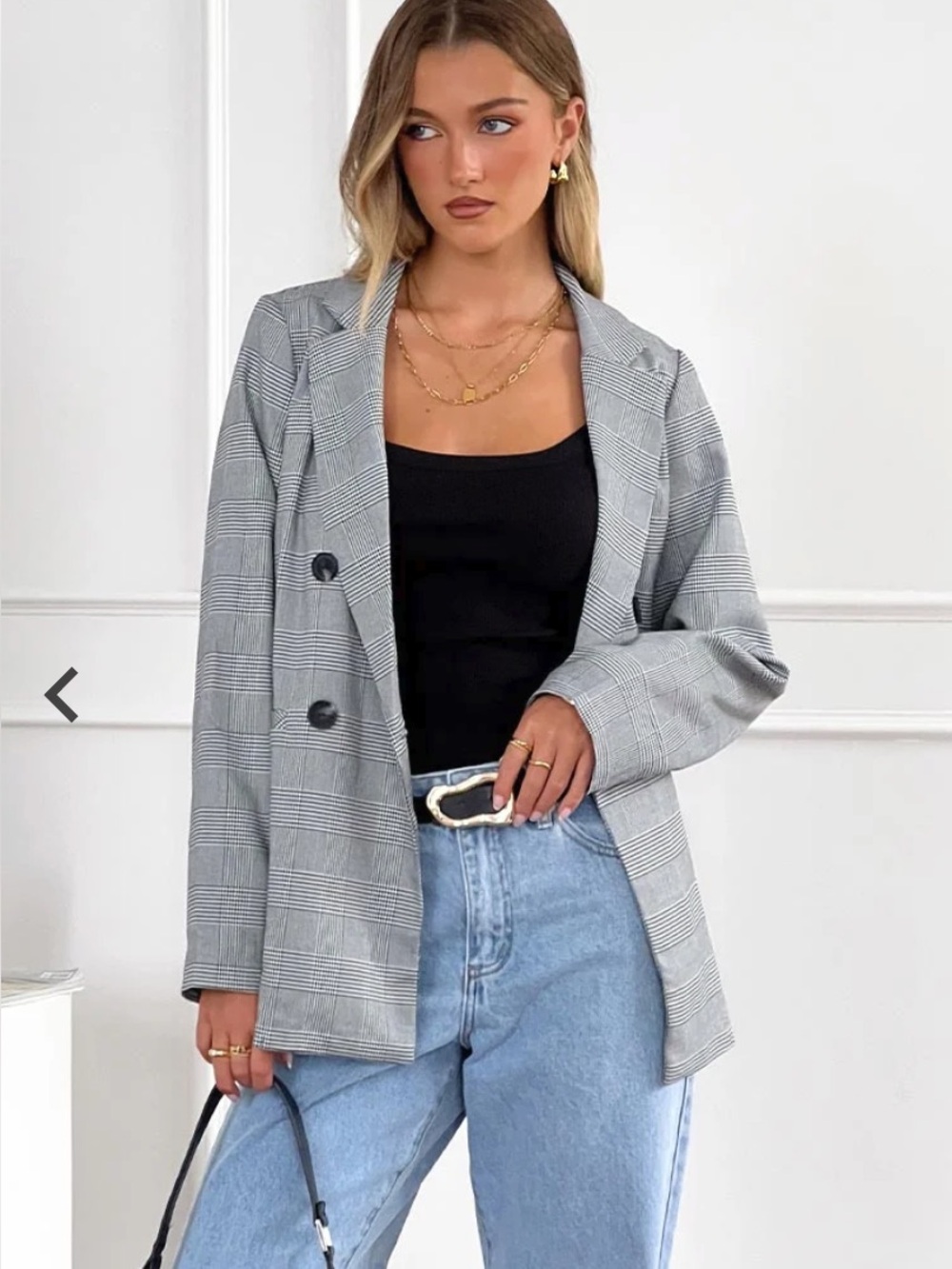 NWT Beginning Boutique Brooklyn Times Blazer Check Size US 8